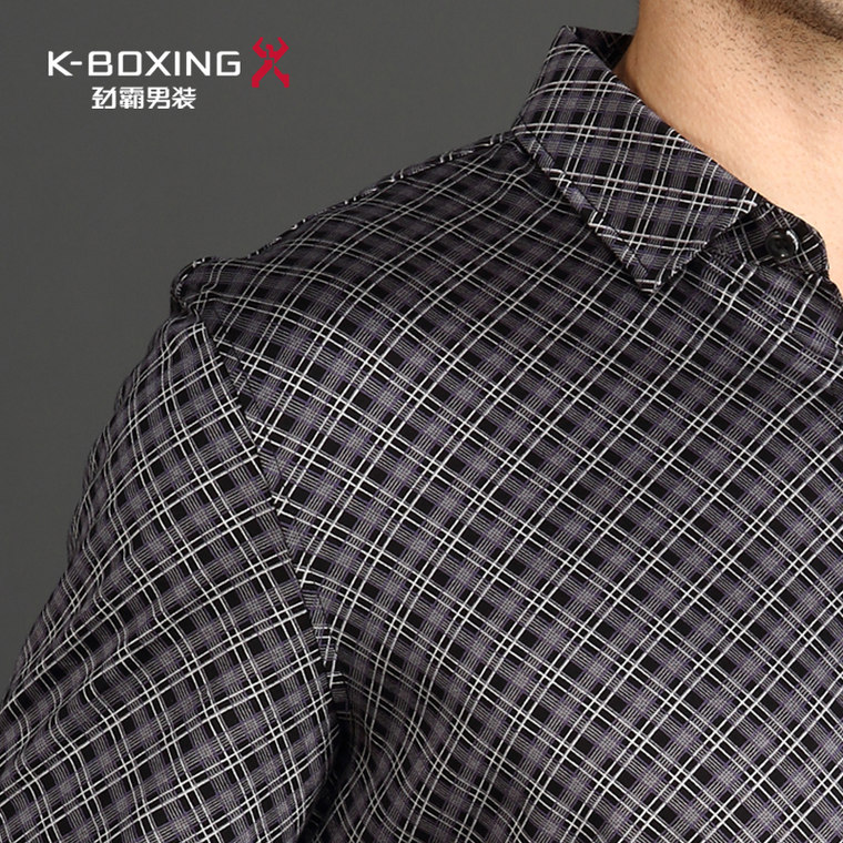 K-boxing/劲霸长袖衬衫 男士秋款针织休闲服品牌衬衣|CCBI3461