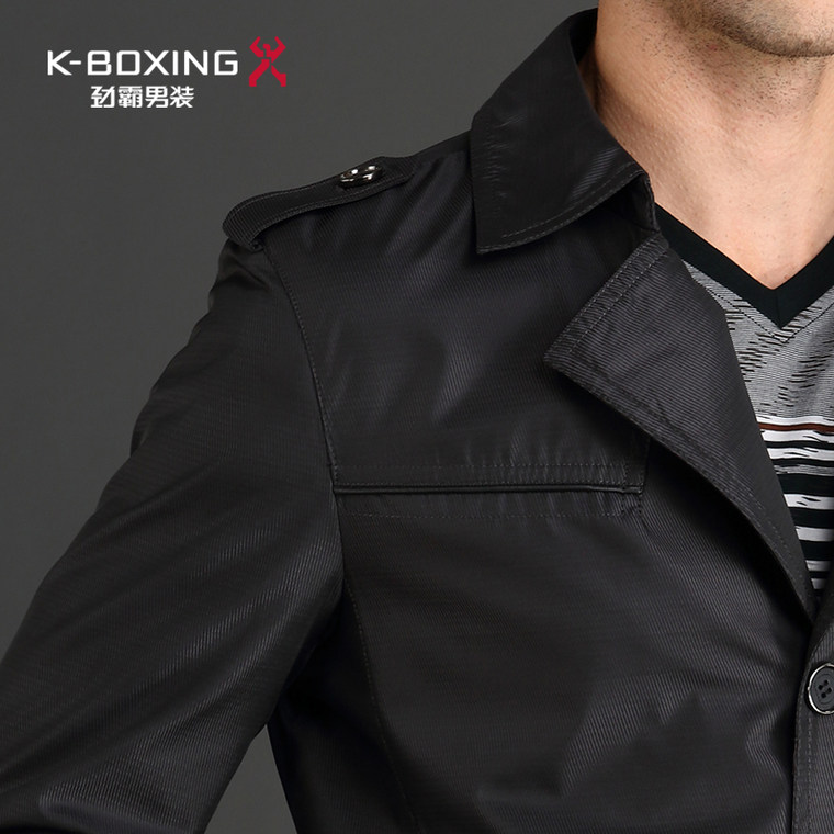 K-boxing/劲霸 男装风衣 中长款修身秋装风衣外套正品|BFHX3503