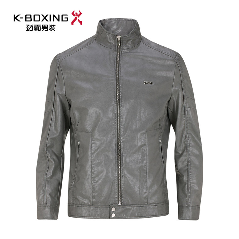 劲霸男装pu皮夹克外套男 秋季短款男士立领茄克jacket|FKDX3420