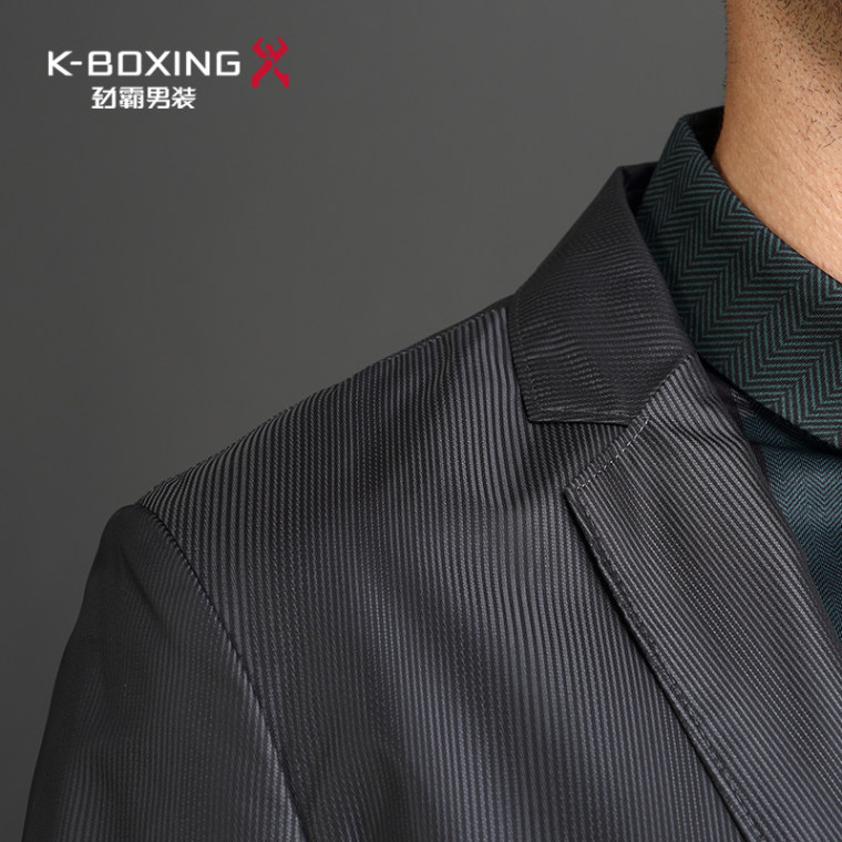 K-boxing/劲霸男士西服 秋季商务休闲灰色西装外套正品|FOFX3517