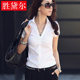 Business fitting body black and white shirt blouse lady V neck casual work business dress short sleeved summer shirt Business fitting body black and white shirt blouse lady V neck casual work business dress short sleeved summer shirt