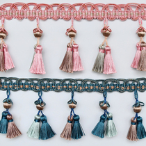 Tianhe Lace New Two-color Wooden Beads Tassel Lace Curtain Sewing Accessories Accessories Home Textile Handmade Manufacturer