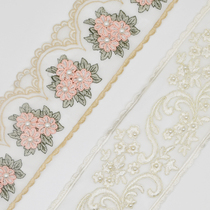 Tianhe lace new French modern 10 cm curtain vertical pink lace embroidered happiness flower decoration factory