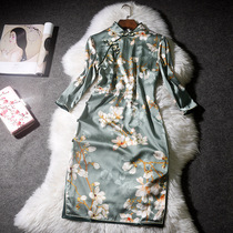 Silk cheongsam 2021 summer and autumn new young models seven-point sleeve old Shanghai temperament socialite mulberry silk dress
