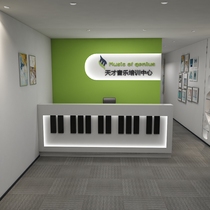 Simple white new paint front desk musical instrument store cash register piano school piano training bar reception desk