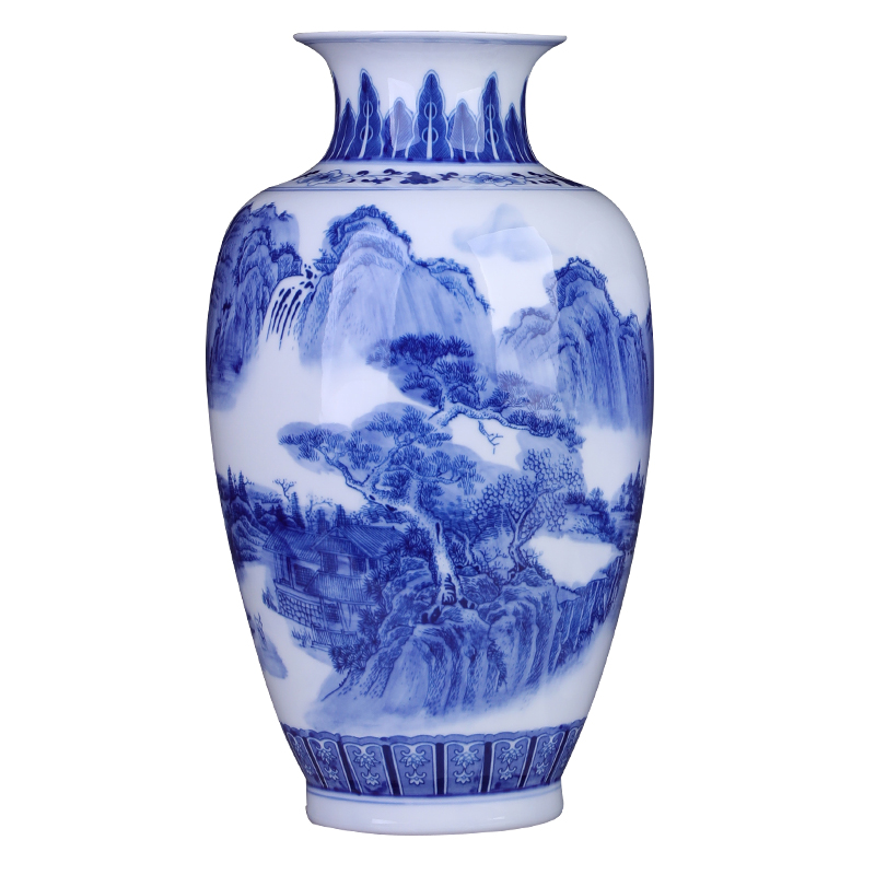 Jingdezhen ceramics landscape of blue and white porcelain vase furnishing articles sitting room large flower arrangement home decoration ceramics handicraft