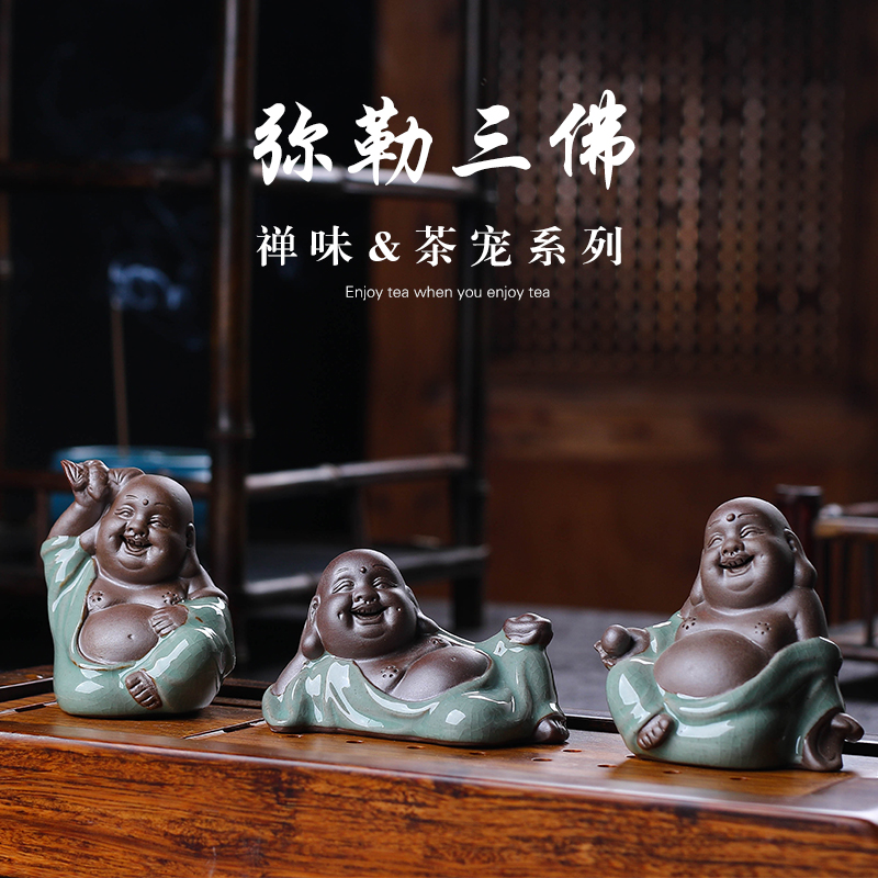 Antique Chinese little novice monk furnishing articles Chinese wind the young monk zen furnishing articles furnishing articles tea small decorative ceramic Buddha