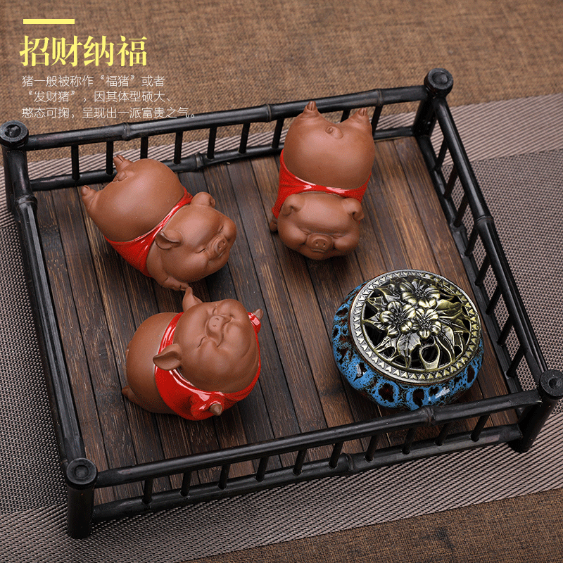 Creative lovely red ceramic piggy furnishing articles office tea tea pet home sitting room ark adornment furnishing articles