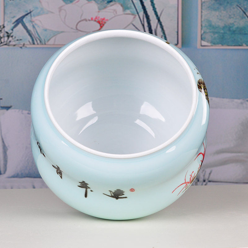 Jingdezhen pure hand - made ceramic tea pot large pu 'er seven cakes tea urn tea boxes tea barrel storage POTS