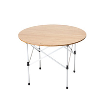 Japan Snow Peak limited outdoor camping fast storage bamboo folding aluminum tube adjustable Japanese round table boutique