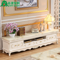 European-style marble TV cabinet coffee table combination solid wood simple modern light luxury large and small apartment floor cabinet storage set
