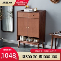 Xi Hao Nordic shoe cabinet large capacity solid wood porch cabinet door shoe cabinet integrated Wall Hall Cabinet multi-layer storage cabinet