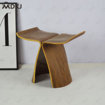 Stool magazine rack creative art Dover stool model room Nordic stool butterfly stool shoe stool solid wood low stool Liu Zongali design