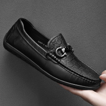 Camel cloud mens shoes a pedal 2022 new mens leather toe layer leather leather beanie shoes mens casual shoes