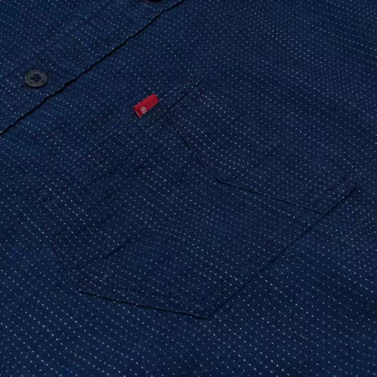 Levi’s/李维斯春夏季男士纯棉蓝色立领长袖衬衫65824-0131