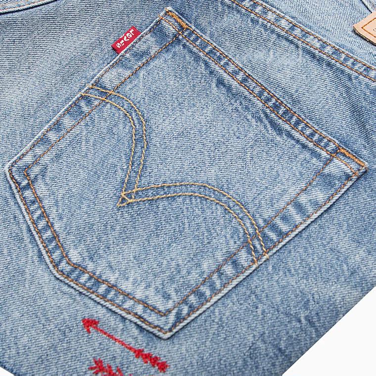 Levi's李维斯501系列女士浅蓝色水洗牛仔短裤32317-0031