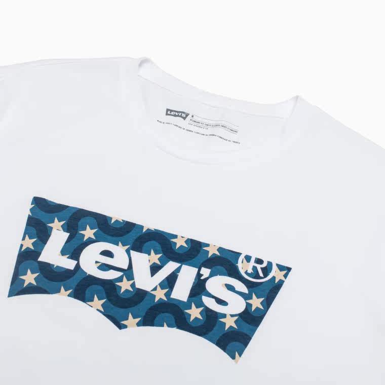 Levi's李维斯男士Logo印花纯棉白色打底衫短袖T恤17783-0010