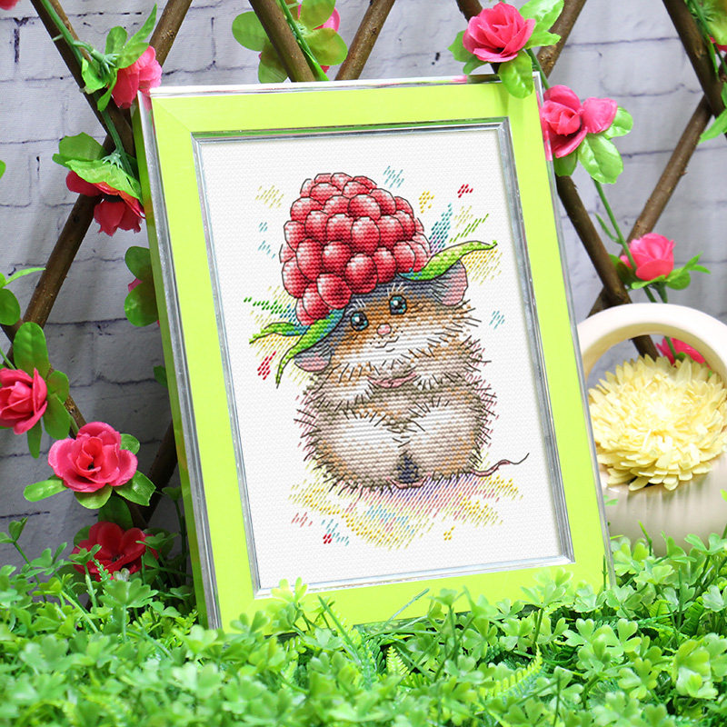 凉风dmc十字绣客厅新款 dw2685 树莓帽小老鼠 印花