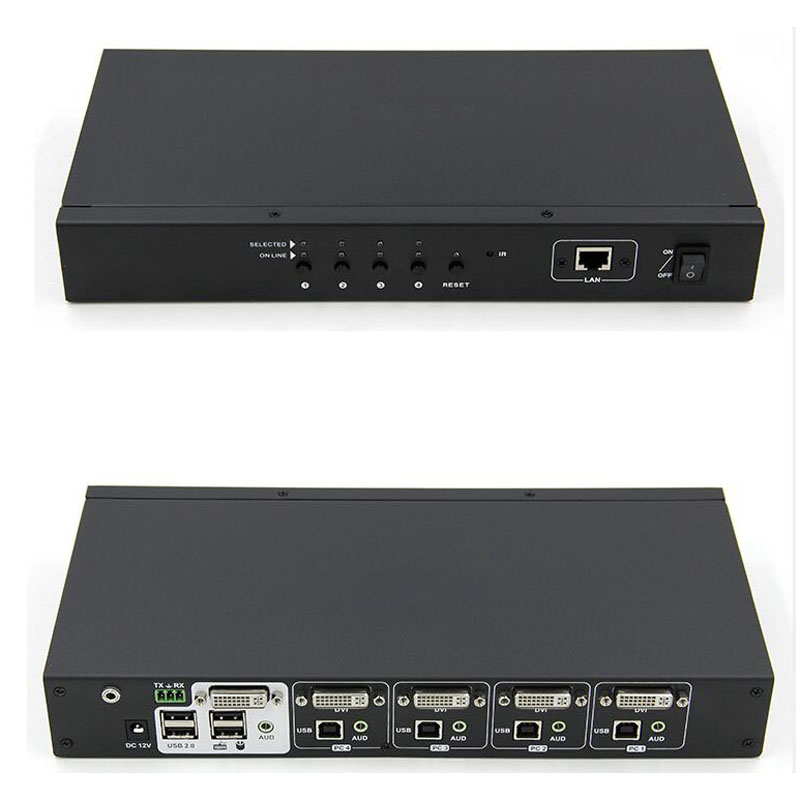 Ke Weiqi DVI KVM switcher 4 cut 1 4 ports USB2 0 DVI switcher remote control RS232