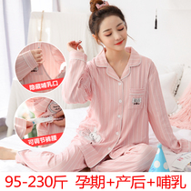 Pure Cotton Moon Subsuit Spring Autumn Season Long Sleeve Antenatal Pregnant Woman Sleepwear Plus Hypertrophy Code 200 Cati Postpartum Breastfeeding Laces