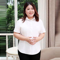 2020 summer new 200 kg short - sleeved white shirt fat mm snow spinning shirt to increase the dress