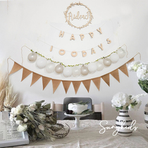 ins custom wooden cute letters baby full moon 100th birthday birthday year old background decoration hanging flag photo numbers