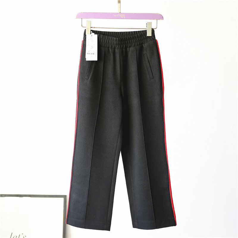 Brand cleaning high waist broad pants female hair whisk thickness and loose nine - point straight pants autumn winter