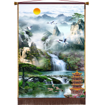 High-end Canvas Ascendancy version thick cloth Latest landscape painting Feng Shui Painting in Customize Alloy Hanging Shaft Hall Single
