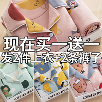 Pajamas womens spring and autumn pure cotton long-sleeved 2021 new net red burst section cotton foreign style summer thin home clothes