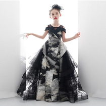Child Trailing Wedding Dress Spring Girl Gown Dress High-end Walking Show Princess Model Fashion Violin for a long time