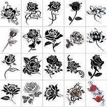(20 sets) tattoo stickers waterproof female long-lasting black rose flowers on the shore Flower Net red scar stickers