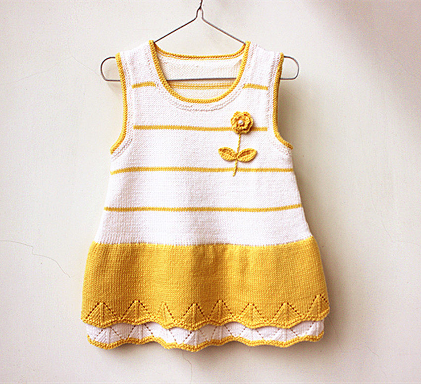 新款纯手工编织2-3岁宝宝毛线衣背心裙 手织春秋女童无袖马夹裙