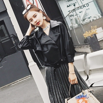 European station 2020 Spring and Autumn New Korean leather women short coat loose motorcycle leather jacket Joker women