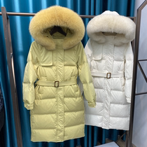 Anti-season womens clearance 2020 new Korean version of big hair collar down jacket womens long waist slim net red coat