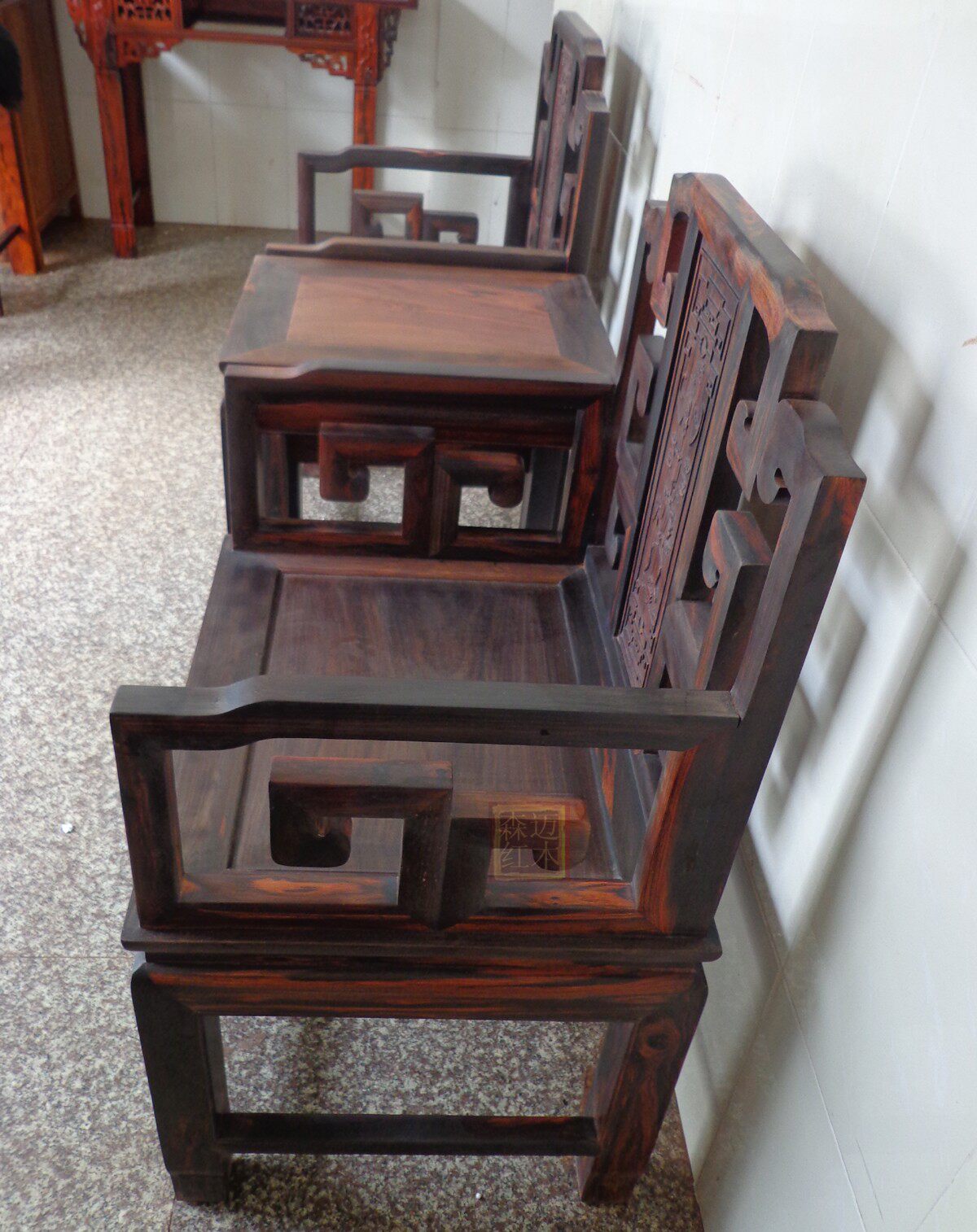 老挝黑酸枝太师椅三件套 红木圈椅 皇宫椅 皇宫椅