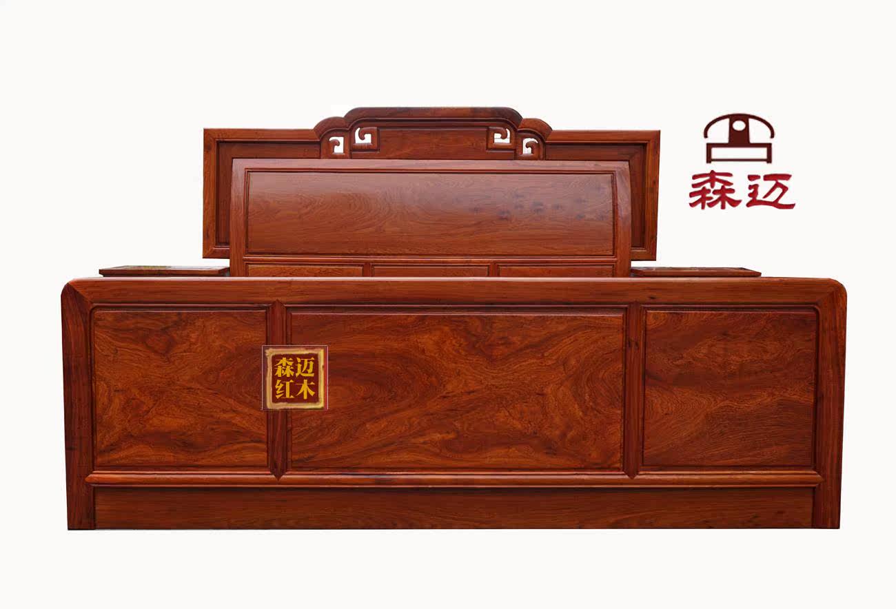 Красный кровати 缅甸花梨原木卯榫明清加厚实木床大果紫檀红木床品质古典雕花梨木