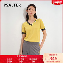 Shadow Psalm Women 2021 summer new yellow casual V-neck short sleeve pullover sweater