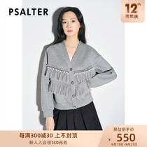 Psalms Can Face Womens 2022 Spring and Autumn New Staples Stitched Loose Fashion V-Neck Cardigan Short Coat