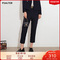 Shadow poem women's 2021 autumn new navy blue straight tube high slim nine suit casual pants