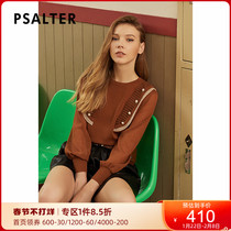 Shadow poem women's 2021 autumn new academic style contrast color edge shows young spliced sleeve sweater women