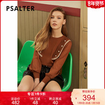 Shadow Psalm Womens 2021 Autumn New Academy Style Contrast Color Side Young Patched Sleeve Knit Women