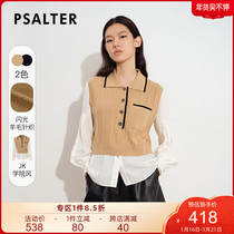 Shadow Psalm Women's 2021 Autumn New Academic Style Flash Knitted Spliced Shirt Sleeve Pullover