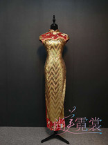 Rental Rental Award Ceremony Cheongsam Golden Sequin Classical Cheongsam Welcome Cheongsam Host Cheongsam Beijing