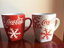 Coca-Cola snowflake ceramic cup Large capacity Mark tea cup Red and white creative couple coffee cup
