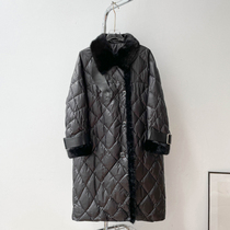 Winter down jacket womens mid-length 2022 new white duck down fashion explosion light luxury mink fur collar fur coat