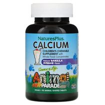 Natures Plus Animal Parade Childrens Calcium and Magnesium Chewable Tablets Vanilla Ice Cream Flavor 90 Capsules