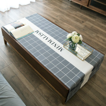 Pinguo Nordic ins style high gray grid tea table cover cotton linen waterproof and anti-hot thick coffee table mat table mat