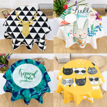 Nordic ins modern simple cotton and linen thickened waterproof square small round table cloth Rectangular coffee table cover cloth custom
