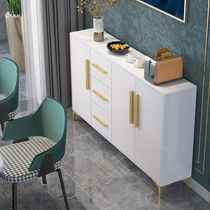 Light luxury rock plate cabinet white painted tea cabinet modern minimalist kitchen locker living room against wall collection cabinet