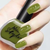 Avocado green nail polish white no-bake lasting easy to apply cant be peeled off the net red popular color nail polish five-piece set